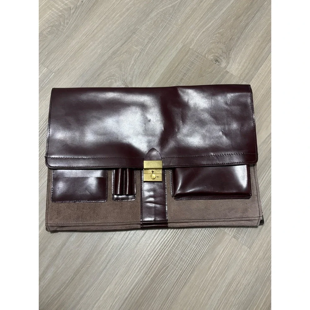 Vintage Lion Leather Prods Burgundy Saddle Leather Portfolio Briefcase USA Made